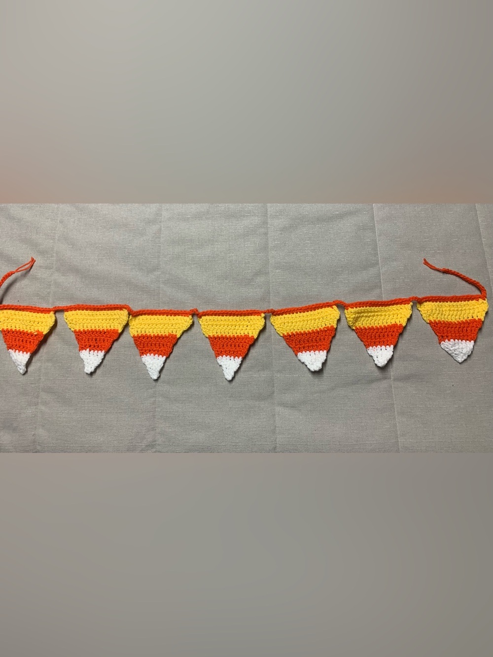 Crochet Candy Corn Garland in Yellow, Orange, White - Festive Holiday Decor